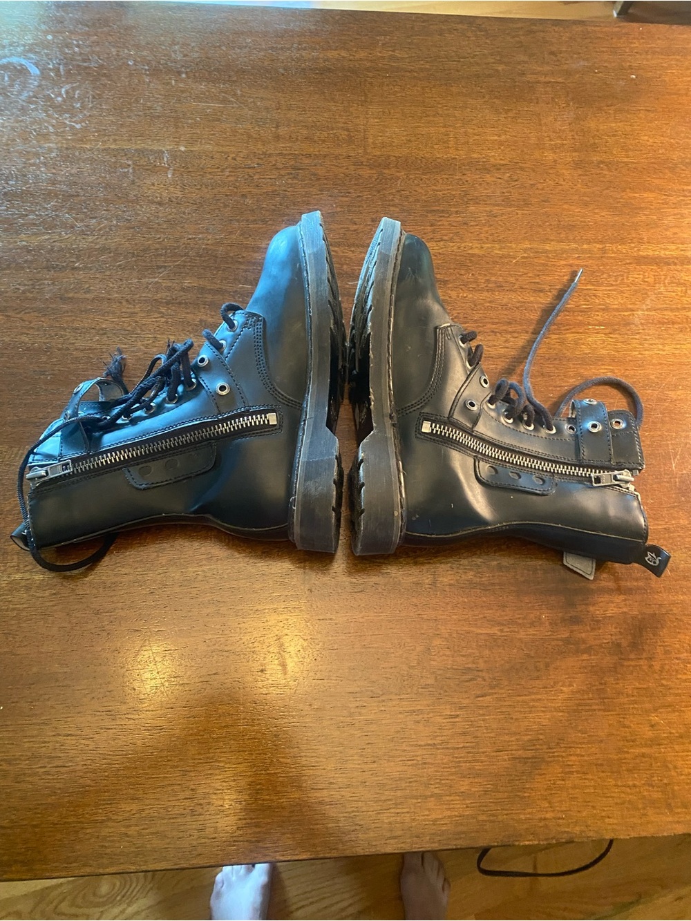 Demonia Black Buckle Leather Combat Boots women’s size 10 EUC
